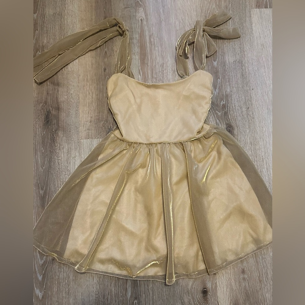 Lucy in the sky gold tie dress